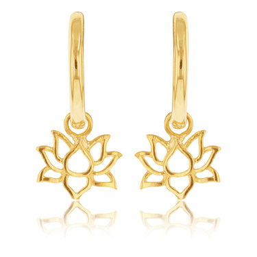 9ct Yellow Gold Lotus On Sleeper Earrings