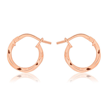 9ct Rose Gold Silver Filled 10mm Twist Hoop Earrings