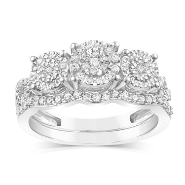 Sterling Silver 0.45 Carat Diamond Bridal 2Ring Set