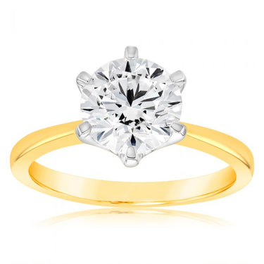 Luminesce Lab Grown Certified 2 Carat Solitaire Engagement Ring in 18ct Yellow Gold