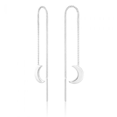 Sterling Silver Crescent Moon Threader Drop Earrings