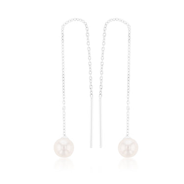 Sterling Silver Freshwater Pearl Drop Threader Earrings