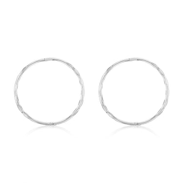 Sterling Silver Facet 25mm Sleeper Earrings