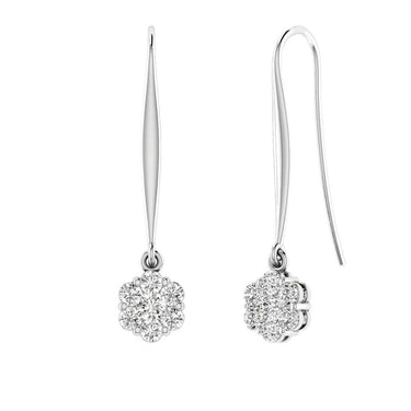 Ice Jewellery Cluster Hook Diamond Earrings with 0.10ct Diamonds in 9K White Gold - 9WSH10GH | Ice Jewellery Australia