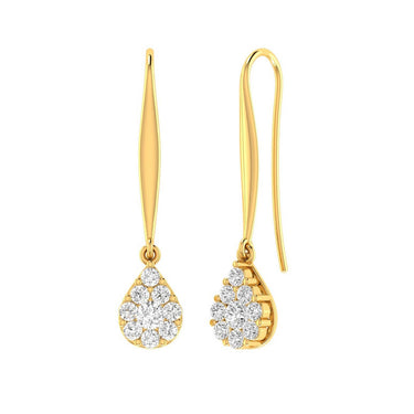 Ice Jewellery Tear Drop Hook Diamond Earrings with 0.33ct Diamonds in 9K Yellow Gold - 9YTDSH33GH | Ice Jewellery Australia