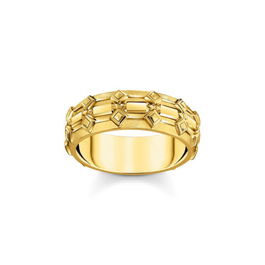 THOMAS SABO Gold Wide Band Ring with Crocodile Detailing