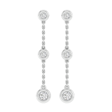 Ice Jewellery Diamond Chain Earrings with 0.25ct Diamonds in 9K White Gold - E-16613-025-W | Ice Jewellery Australia